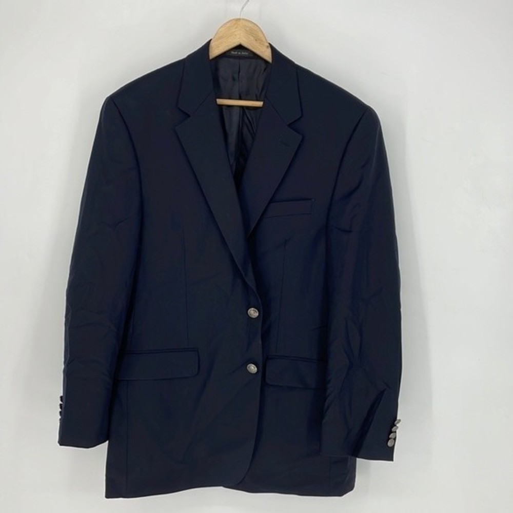 MICHAEL MICHAEL KORS 44L wool blazer suit jacket sport coat navy blue men's